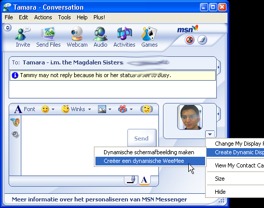 English version of MSN with Dutch texts